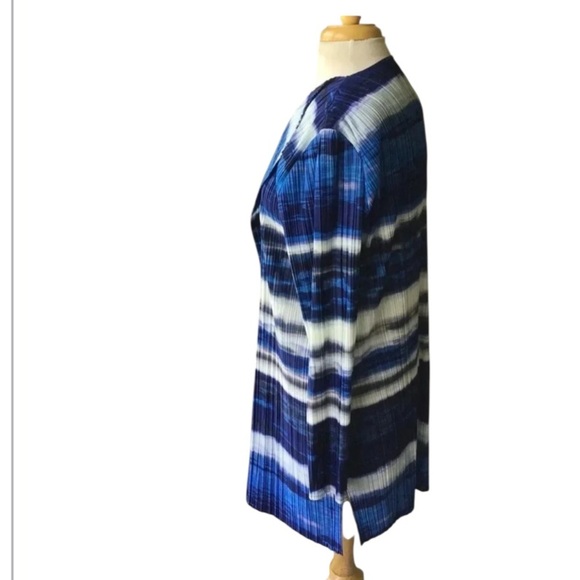 Chico’s Ocean Stripe Jacket Open Cardigan Blue Indigo Excellent Size 3 / XL - Picture 3 of 10